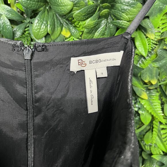 BCBGENERATION Dress Women 4 Silver Gray Strapless Fit Flare Ruffle Coctail 1889 - Picture 4 of 10